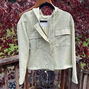 Avec Les Filles Crop Hooded Jacket Lime Green Size M